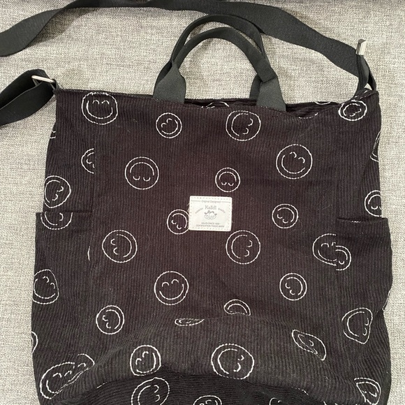 Kalidi Black Smiley Face Women's Tote VGUC - Picture 1 of 3